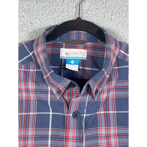 Columbia Men's Blue Red Plaid Button Up Shirt Size L - Picture 4 of 9